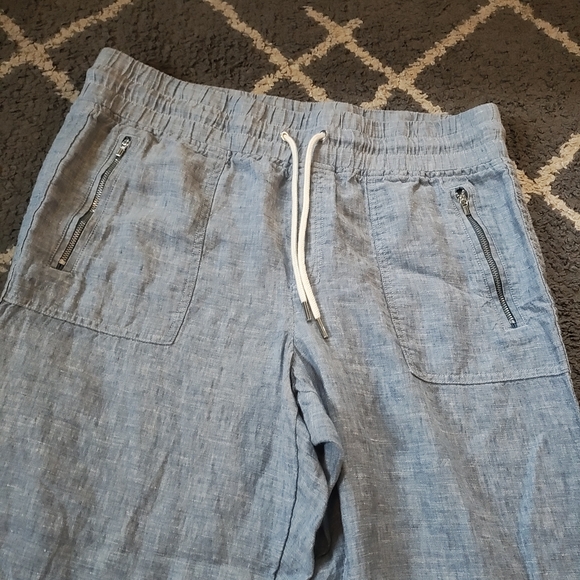Athleta Cabo Linen Jogger Pants in Chambray Blue Size 14 - Picture 3 of 10